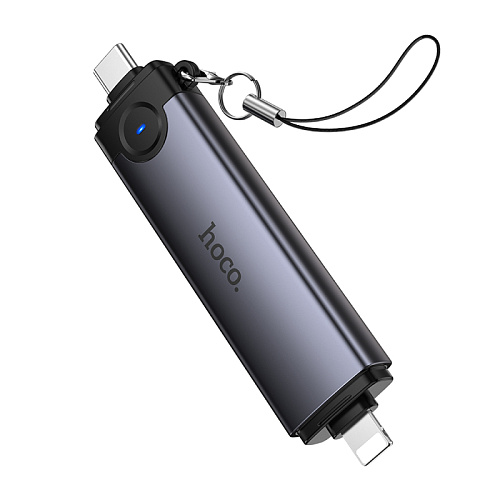 Картридер 3 в 1, Type-C/IP на SD/TF3.0+USB2.0, HB56B, HOCO, серый