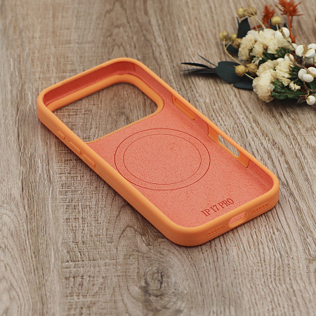 Чехол-накладка для iPhone 17 Pro, Silicon Case, магнитный (MagSafe), без лого, X-CASE, оранжевый