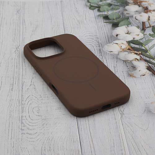 Чехол-накладка для iPhone 16 Pro, Silicon Case, магнитный (MagSafe), без лого, X-CASE, коричневый