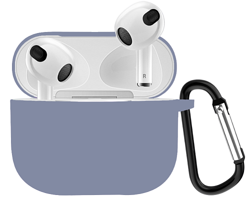 Чехол силиконовый для Airpods 3 case, X-CASE, лавандовый с карабином