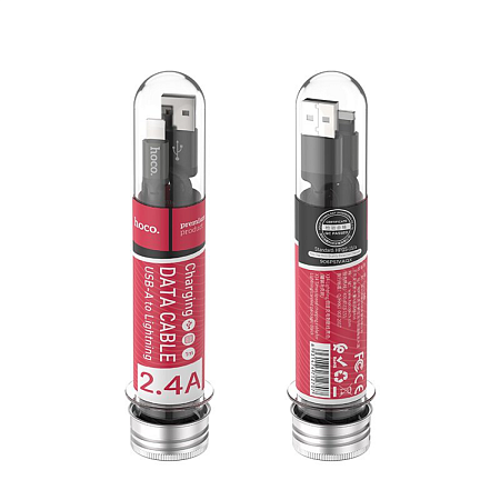 USB дата кабель Lightning, HOCO, X14, колба, черный