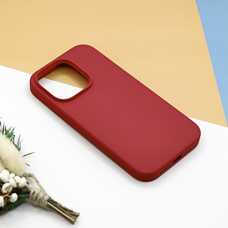 Чехол-накладка для iPhone 14 Pro, Silicon Case, без лого, бордовый