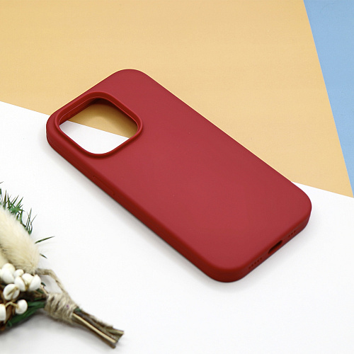 Чехол-накладка для iPhone 14 Pro, Silicon Case, без лого, бордовый