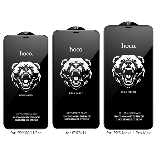Защитное стекло на iPhone X/XS/11 Pro (A777), HOCO, HD, черное Защитное стекло на iPhone X/XS/11 Pro (A777), HOCO, HD, черное