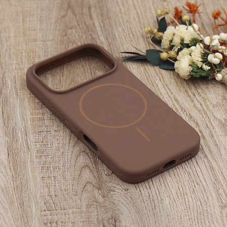 Чехол-накладка для iPhone 17 Pro, Silicon Case, магнитный (MagSafe), без лого, X-CASE, коричневый