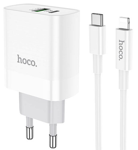   , 1 USB 3.0 QC+1 PD 20W (C80A), HOCO, Type-C to Lightning, 