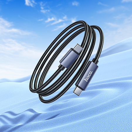 Кабель Type-C на Type-C, HOCO, X112, 1м, 60W, с дисплеем, черный