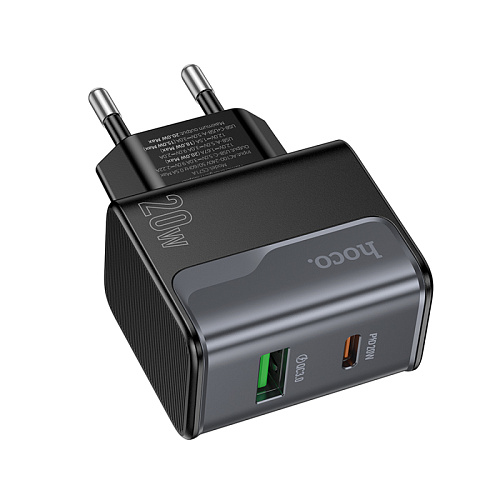 Сетевое зарядное устройство, 1 PD 20W + 1 USB 3.0 QC (CS71A), HOCO, черный