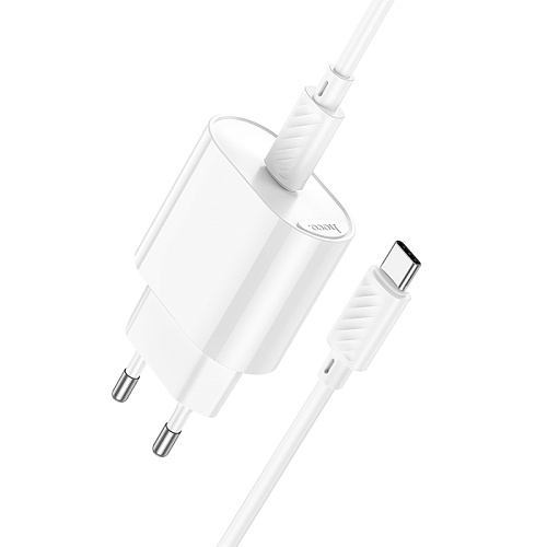 Сетевое зарядное устройство, 1 PD 20W (C109A), HOCO, Type-C to Type-C, белый