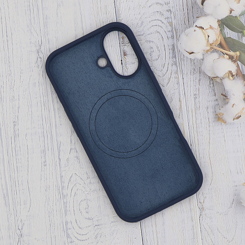 Чехол-накладка для iPhone 16, Silicon Case, магнитный (MagSafe), без лого, X-CASE, синий