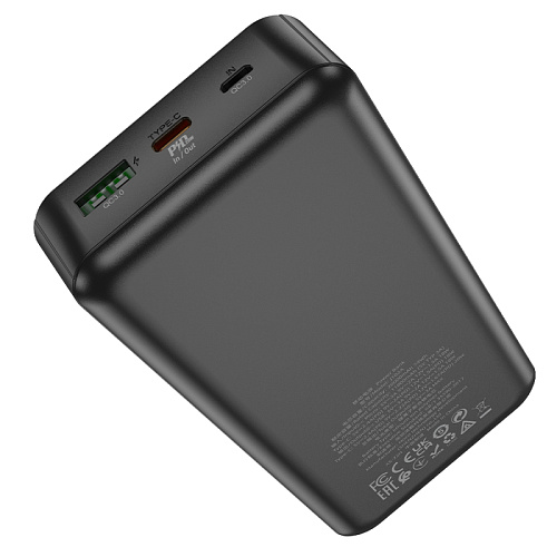 Универсальный Доп. Аккумулятор 20000mAh, J102A, HOCO, выход: 1 USB (18W)+1 PD 20W, черный