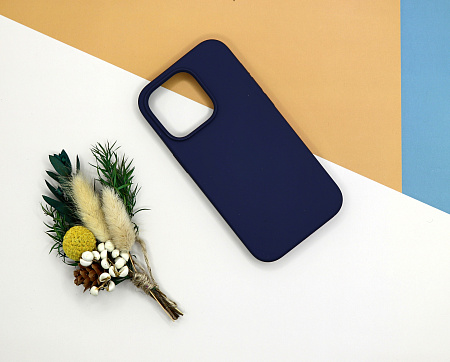 Чехол-накладка для iPhone 14 Pro, Silicon Case, без лого, темно-синий