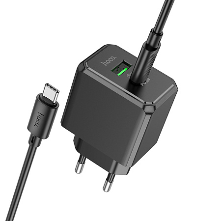 Сетевое зарядное устройство, 1 PD 20W + 1 USB 3.0 QC (CS14A), HOCO, Type-C to Type-C, черный