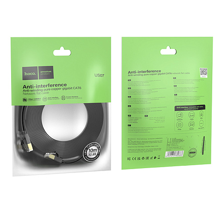 Патч-корд, медная жила, кабель для подключения интернета, 10м, US07, HOCO, черный
