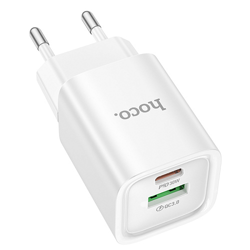 Сетевое зарядное устройство, 1 PD 30W + 1 USB 3.0 QC (C149A), HOCO, мини, белый