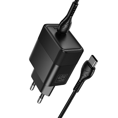 Сетевое зарядное устройство, 1 PD 40W (CS113A), HOCO, Type-C to Type-C, черный