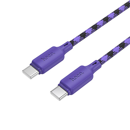 Кабель Type-C на Type-C, HOCO, X116, 60W, разноцветный фиолетовый с розовым или оранжевым