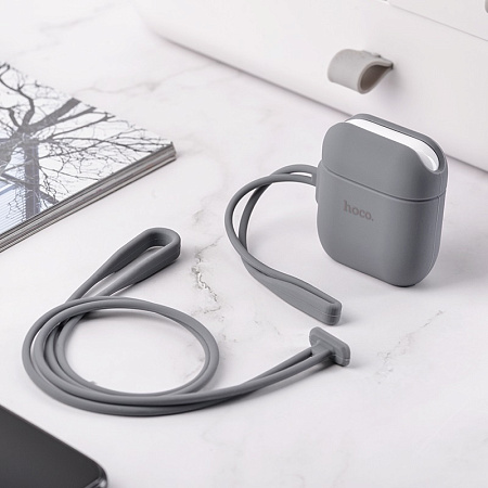 Чехол силиконовый для Airpods 1/Airpods 2, WB12, HOCO, серый