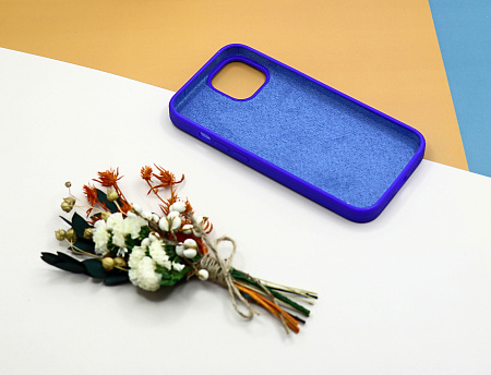 Чехол-накладка для iPhone 14, Silicon Case, без лого, пурпурно-синий