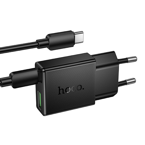 Сетевое зарядное устройство, 1 PD 20W + 1 USB 3.0 QC (N73), HOCO, Type-C to Type-C, черный