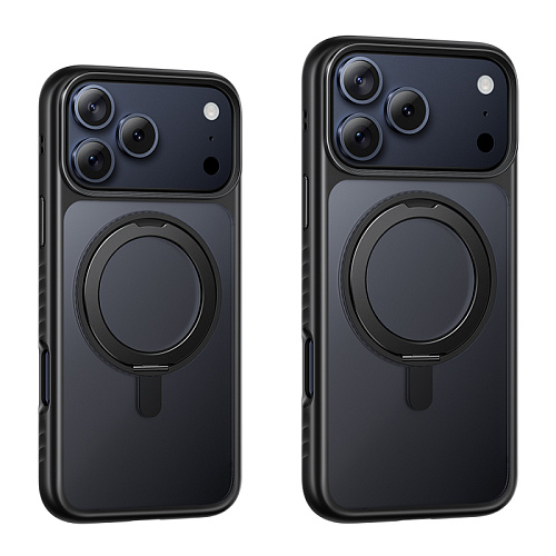 Чехол для iPhone 17 Pro, TPU + PC board, Магнитный (MagSafe), с подставкой, AS1, HOCO, черный