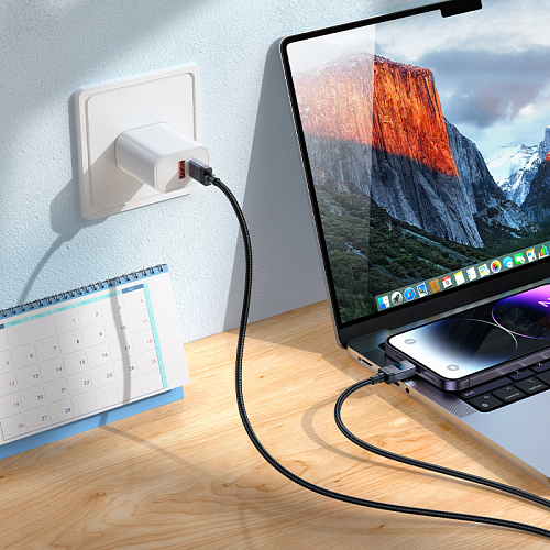 Кабель Lightning to Type-C (PD), HOCO, X118, 1м, с дисплеем, черный