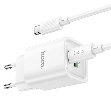 Сетевое зарядное устройство, 1 PD 30W + 1 USB 3.0 QC (C149A), HOCO, Type-C to Type-C, мини, белый