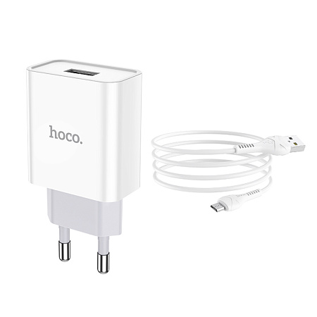 Сетевое зарядное устройство, 1 USB 2.1A (C81A), HOCO, Micro, белый