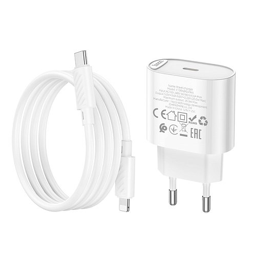 Сетевое зарядное устройство, 1 PD 20W (C109A), HOCO, Type-C to Lightning, белый
