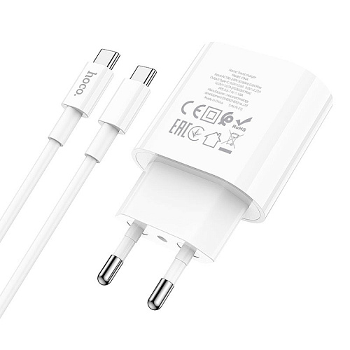 Сетевое зарядное устройство, 1 PD 20W (C94A), HOCO, Type-C to Type-C, белый
