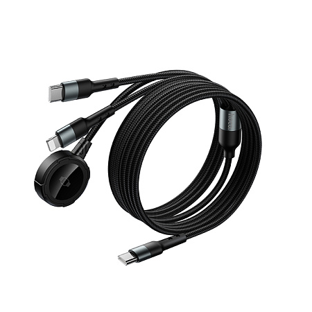 Беспроводное зарядное устройство, CW64 iWatch, Type-C, HOCO, с кабелем Type-C и Lightning, черный