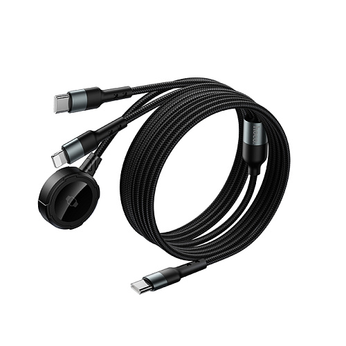 Беспроводное зарядное устройство, CW64 iWatch, Type-C, HOCO, с кабелем Type-C и Lightning, черный