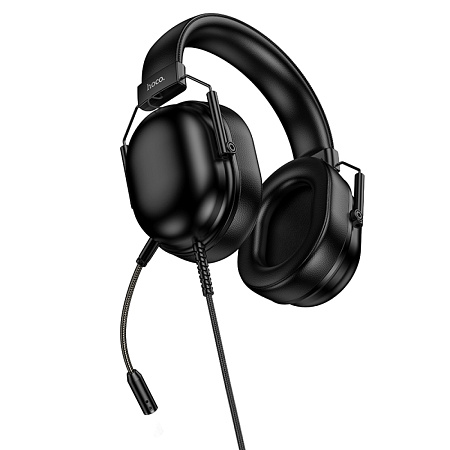 Проводные наушники W113, HOCO, подключение USB-A, игровый с микрофоном, черный