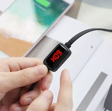 USB дата кабель Lightning, HOCO, S4 with timing display, черный