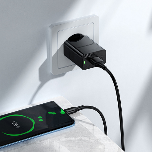 Сетевое зарядное устройство, 1 USB 3.0 QC (CS92A), HOCO, Type-C, черный