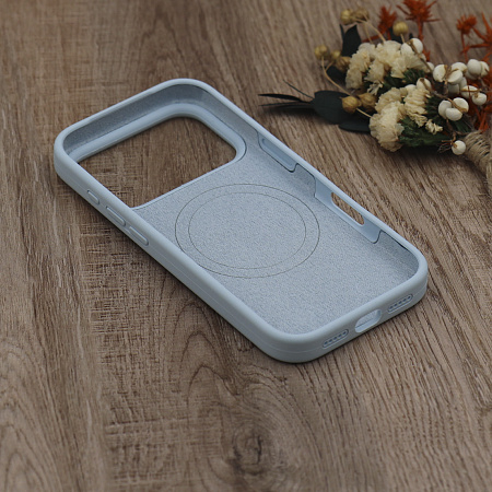 Чехол-накладка для iPhone 17 Pro, Silicon Case, магнитный (MagSafe), с дизайном, без лого, X-CASE, светло-голубой
