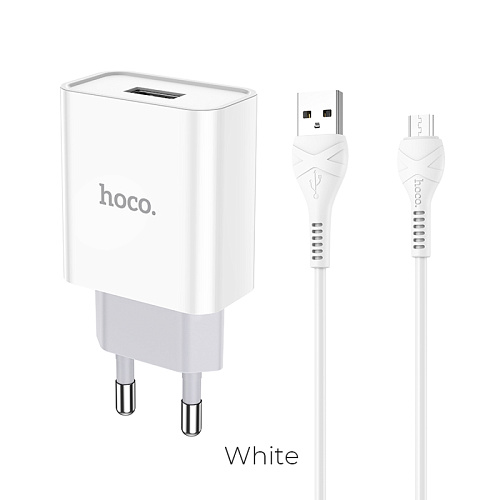 Сетевое зарядное устройство, 1 USB 2.1A (C81A), HOCO, Micro, белый