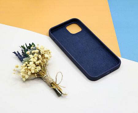 Чехол - накладка для iPhone 12/12 Pro, Silicon Case, без лого, темно-синий