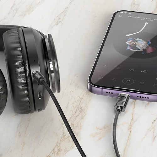 AUX Audio кабель 3,5 мм на Lightning, UPA30, HOCO, черный