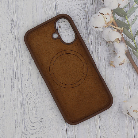 Чехол-накладка для iPhone 16, Silicon Case, магнитный (MagSafe), без лого, X-CASE, коричневый