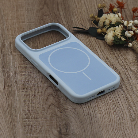 Чехол-накладка для iPhone 17 Pro, Silicon Case, магнитный (MagSafe), с дизайном, без лого, X-CASE, светло-голубой