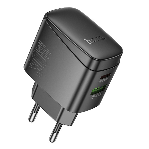 Сетевое зарядное устройство, 1 PD 30W + 1 USB 3.0 QC (CS61A), HOCO, черный