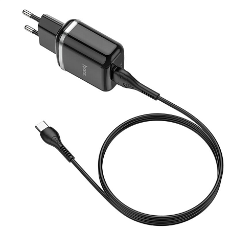 Сетевое зарядное устройство, 1 USB 3.0 QC (N3), HOCO, Type-C, Умная зарядка, черный