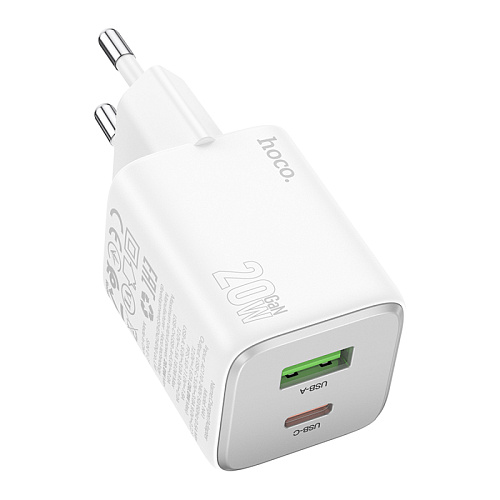 Сетевое зарядное устройство, 1 PD 20W + 1 USB 3.0 QC (N41), HOCO, белый