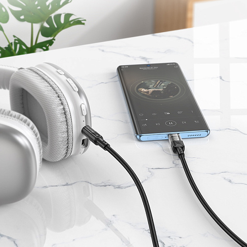 AUX Audio кабель 3,5 мм на Type-C, UPA27, HOCO, черный