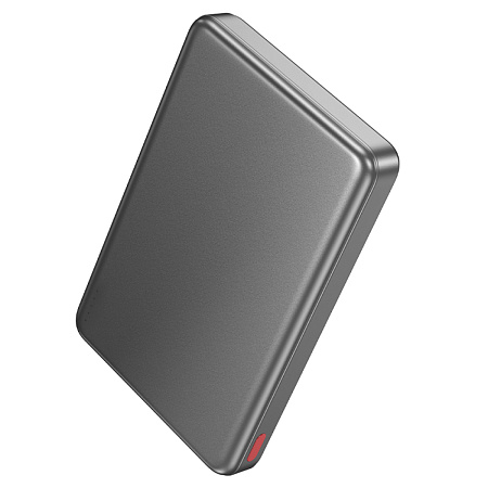 Универсальный Доп. Аккумулятор 10000mAh, Q26A, HOCO, 1 PD 20W, беспроводная зарядка (MagSafe), металлический серый