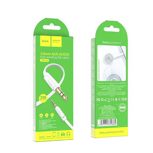 AUX Audio кабель 3,5 мм, UPA16, 2m, HOCO, белый