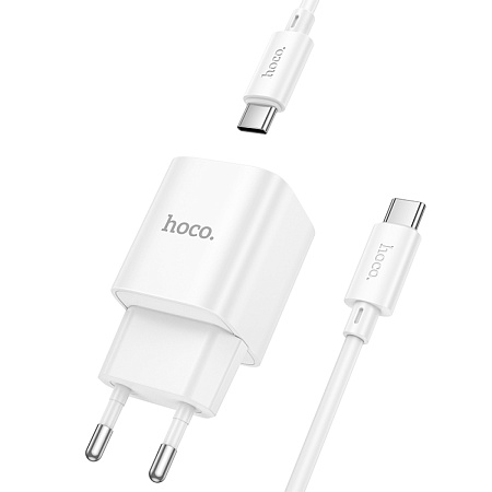 Сетевое зарядное устройство, 1 PD 20W + 1 USB 3.0 QC (C147A), HOCO, Type-C to Type-C, мини, белый