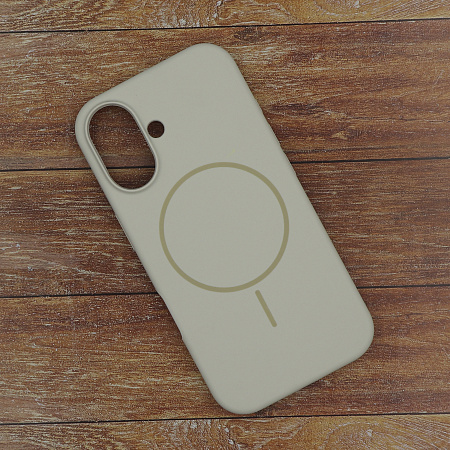 Чехол-накладка для iPhone 16, Silicon Case, магнитный (MagSafe), без лого, X-CASE, бежевый