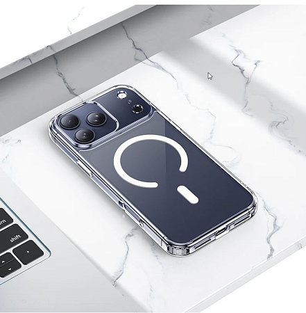 Чехол силиконовый для iPhone 17 Pro Max, Магнитный (MagSafe), HOCO, прозрачный